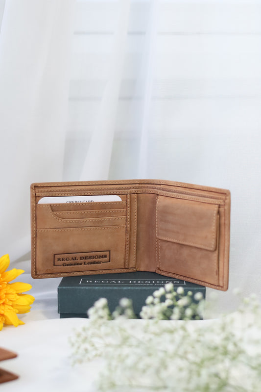 Men's Rustic Brown Classic Hunter Leather Wallet without Album