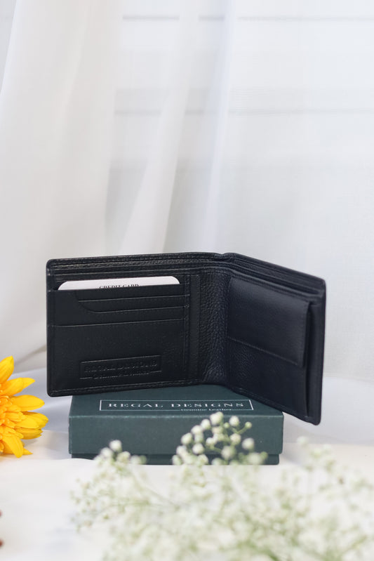 Men's Black Wallet in Capri Nappa Leather without Album