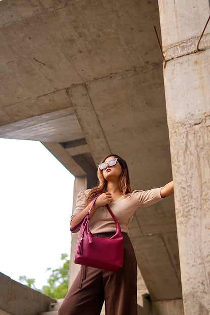 Nora Hobo Bag - Burgundy