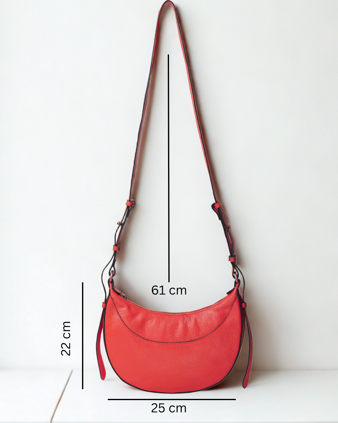 Demi Lune Cross Body Bag - Tomato Red