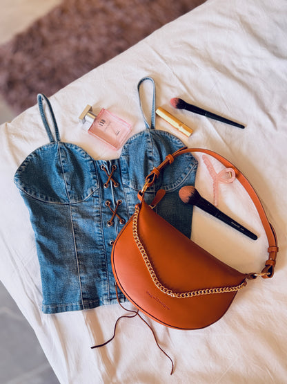 Mira Mini Moon Bag - Tan