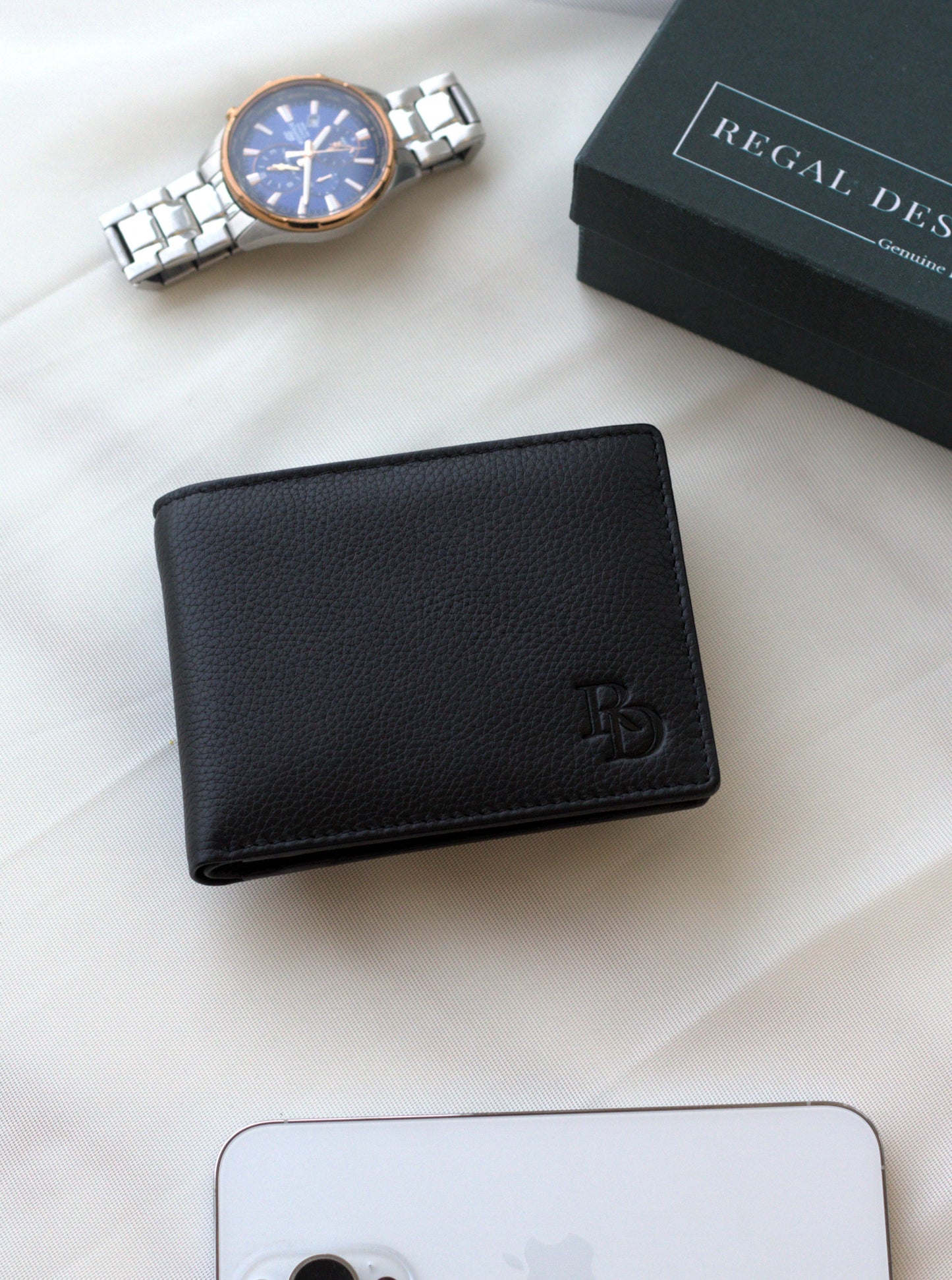 Men's Black Wallet in Capri Nappa Leather without Album