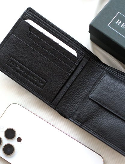 Men's Black Wallet in Capri Nappa Leather without Album