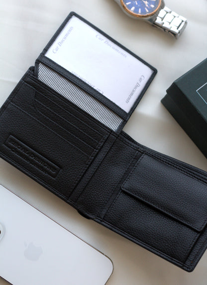 Men's Black wallet in Capri Nappa Leather with Album