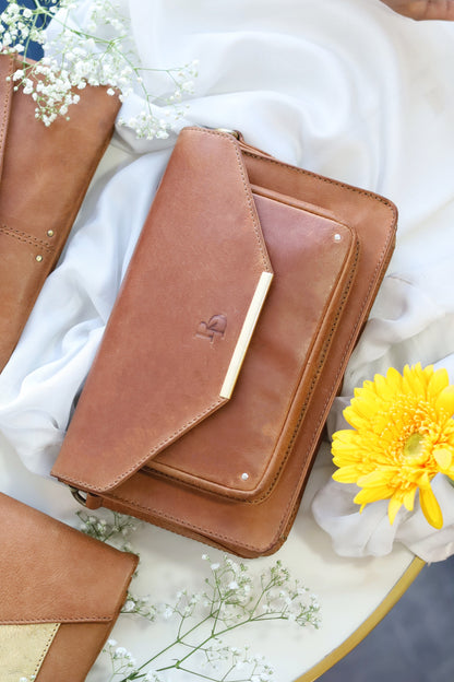 Rustic Elegance Tan sling bag